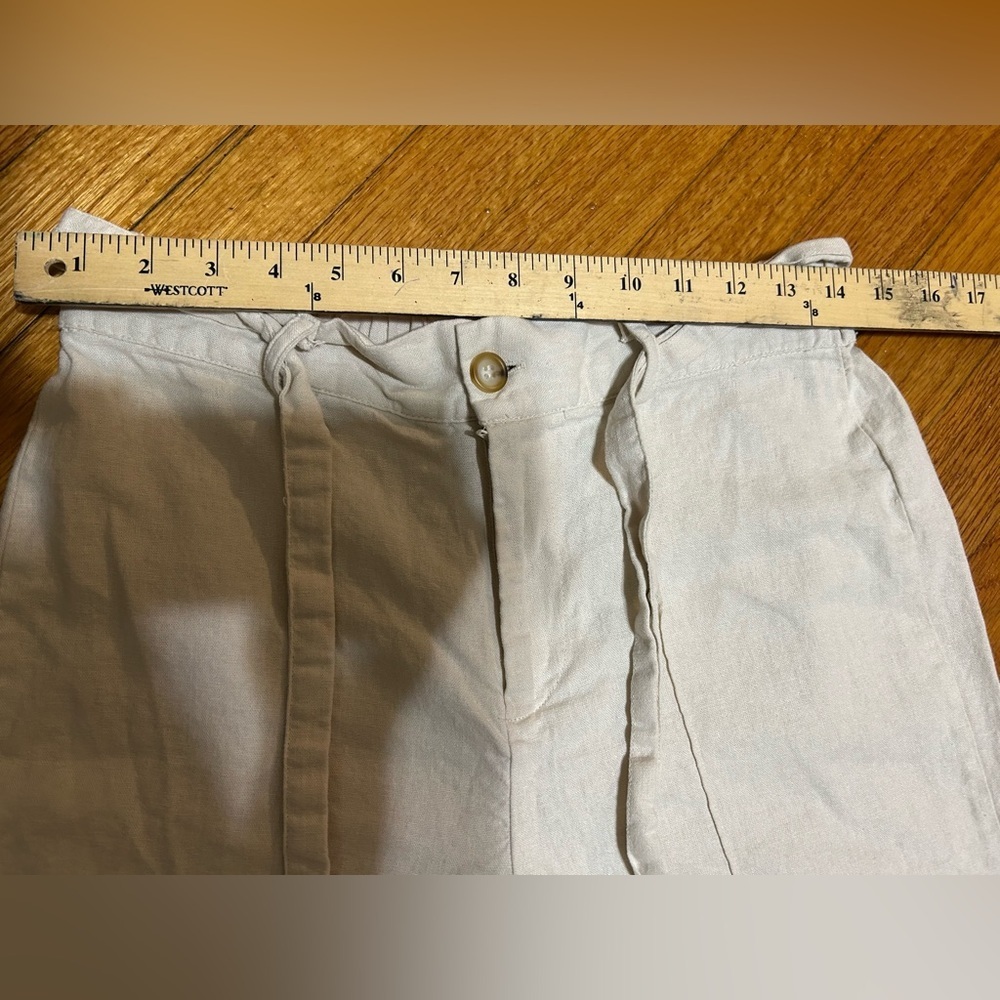 Joie Wide Leg Cropped Pants Linen Blend Cream Colored Size Small - Picture 3 of 11